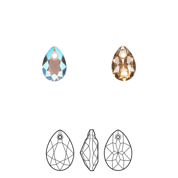 Drop 4pk light Colorado topaz shimmer, Crystal Passions® 9x6mm pendant pear cut 6433 image number 0