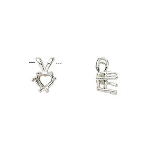Pendant, Sure-Set™, sterling silver, 6mm with pre-notched 6-prong heart basket setting. Sold individually.