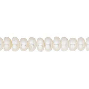 Pearl, White Lotus™, cultured freshwater (bleached), white, 6.5-7mm button, C grade, Mohs hardness 2-1/2 to 4. Sold per 15-1/2" to 16" strand.