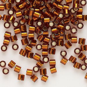 Seed bead, Delica®, glass, pkg/50g, #8 round, transparent silver-lined dark topaz (DBL-0144).