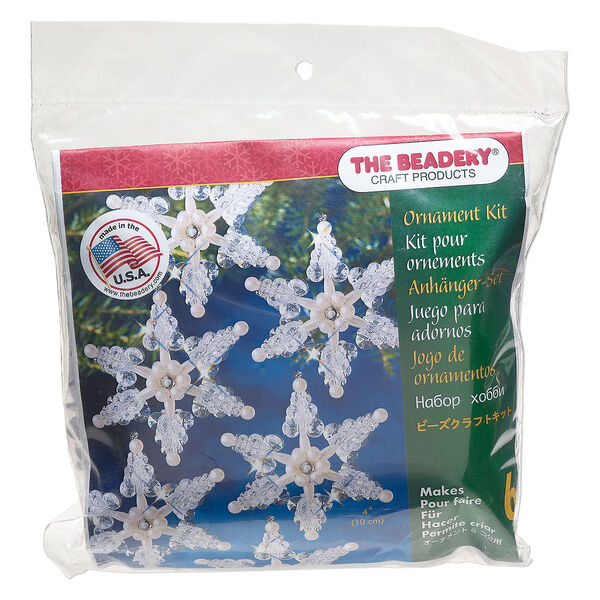 Ornament kit, The Beadery®, plastic, clear and pearl, iceflakes (7002). Sold individually. image number 0