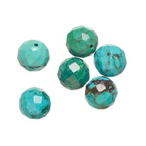 Turquoise 1pkg6, faceted round bead 10mm