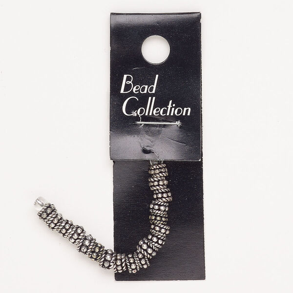 Bead brass 18pk 5x3mm-6x4mm beaded rondelle, antique silver finish image number 0