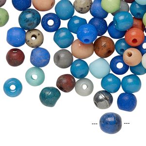 Bead mix, glass, opaque mixed colors, 5-7mm round. Sold per pkg of 100.