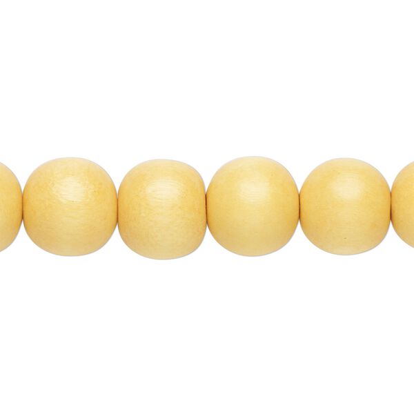 Bead 1pkg1, Taiwanese cheesewood (dyed / waxed), dark yellow, 9-10 round, 15-1/2 to 16 inches. image number 0