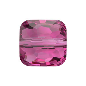 Bead 1pkg4 fuchsia, Crystal Passions® 8mm puffed square 5035