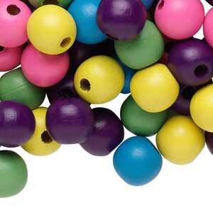 Bead mix, painted Korean boxwood, mixed colors, 13-14mm irregular round. Sold per 1/4 pound pkg, approximately 130 beads.