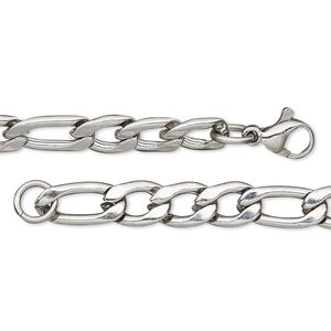 Chain, stainless steel, 6.25mm figaro, 20 inches with lobster claw clasp. Sold individually.