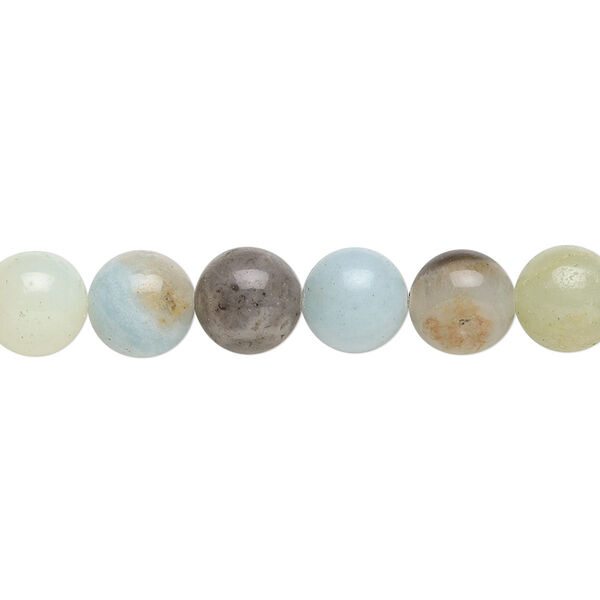 Bead, flower amazonite (natural), 8mm round, B grade, Mohs hardness 6 to 6-1/2. Sold per 15-1/2" to 16" strand. image number 0