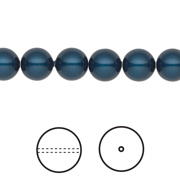 Pearl 50pk petrol, Crystal Passions® 8mm round 5810 image number 0