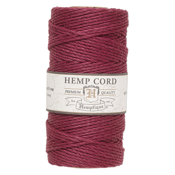 Cord, Hemptique®, polished hemp, burgundy, 1.8mm diameter, 48-pound test. Sold per 205-foot spool. image number 0