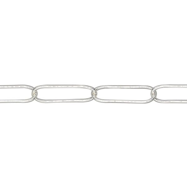 Chain, sterling silver, 5.5mm paperclip. Sold per pkg of 5 feet. image number 0