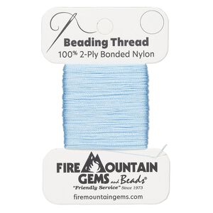 Thread, nylon, light blue, size AA. Sold per 50-yard card.