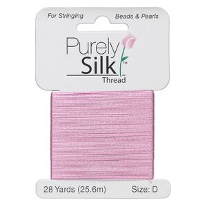 Thread, Purely Silk™, strawberry pink, size D. Sold per 28-yard card.