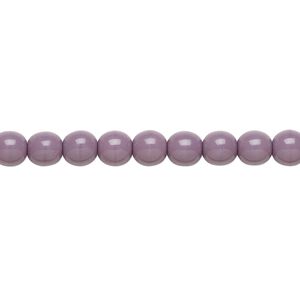 Bead, Czech glass druk, opaque purple, 6mm round. Sold per 15-1/2" to 16" strand, approximately 65 beads.