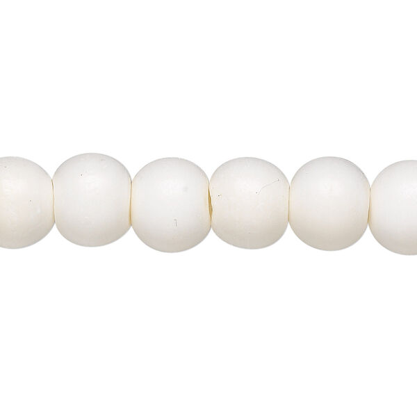 Bead, bone (bleached), white, 10mm round, Mohs hardness 2-1/2. Sold per 15-1/2" to 16" strand. image number 0