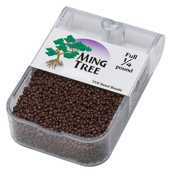 Seed bead, Ming Tree™, glass, pkg/1/4 pound, #11 round, opaque brown. image number 0