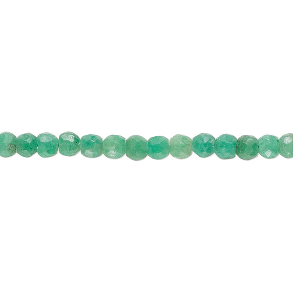 Bead, green onyx (dyed), 3-4mm hand-cut faceted round, B- grade, Mohs hardness 6-1/2 to 7. Sold per 13-inch strand, approximately 100 beads. image number 0
