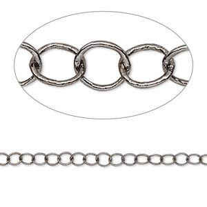 Chain 1pkg1 gunmetal-plated cable, 3mm round, brass 50 foot unfinished