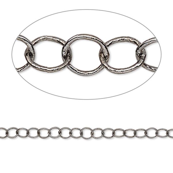 Chain 1pkg1 gunmetal-plated cable, 3mm round, brass 50 foot unfinished image number 0