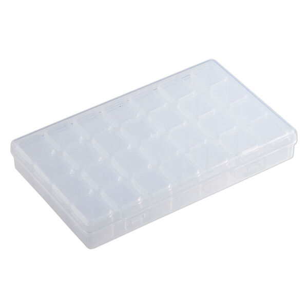 Organizer box, plastic, clear, 6-3/4 x 4-1/8 x 1-inch rectangle with (7) 4-cell containers and snap top. Sold individually. image number 1