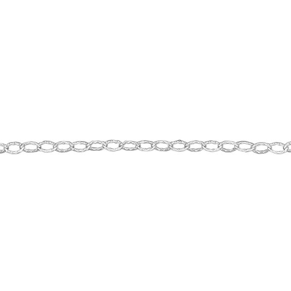 Chain, sterling silver, 3x2mm flat ribbed cable. Sold per pkg of 5 feet. image number 0