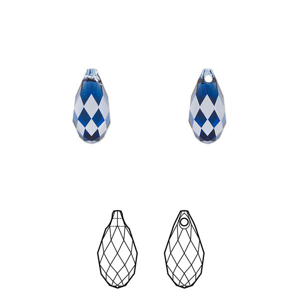 Briolette 24pk dark sapphire, Crystal Passions® Regenerated 11x5.5mm pendant drop 6010 image number 0