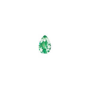 Drop, cubic zirconia, emerald green, 9x6mm hand-faceted teardrop, Mohs hardness 8-1/2. Sold per pkg of 2.