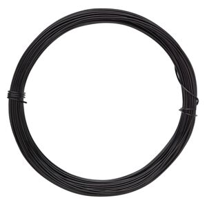 Wire, anodized aluminum, black, 0.8mm round, 20 gauge. Sold per pkg of 45 feet.