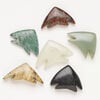 Multi-gemstone 1pkg6, half-drilled puffed / flat fish focal mix 37x24mm-45x32mm image number 0