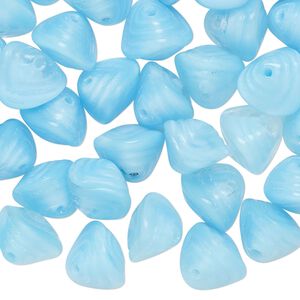 Bead, Czech pressed glass, opaque baby blue, 11x8mm textured freeform rondelle. Sold per 2-ounce pkg, approximately 70 beads.