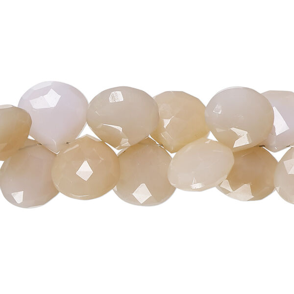 Purple chalcedony / peach chalcedony 1pkg1, hand-cut top-drilled faceted puffed teardrop bead B- grade, 8 inch 10-11mm image number 0
