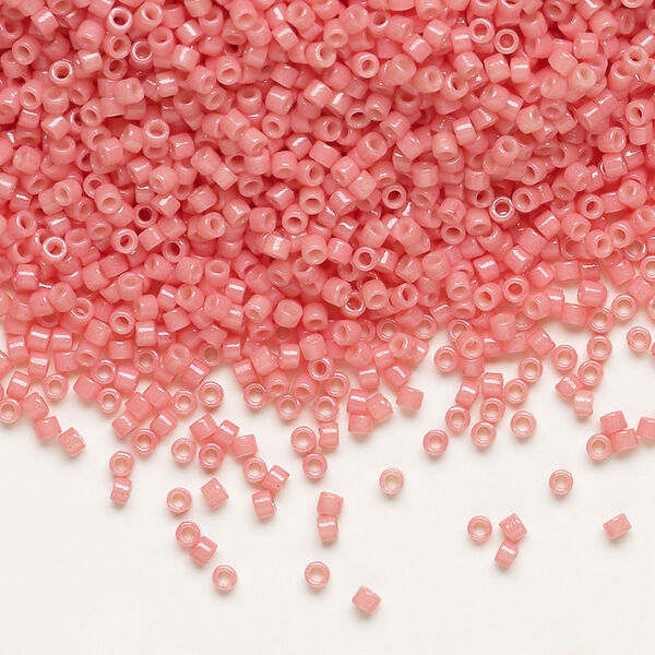 Seed bead, Delica®, glass, pkg/7.5g, #11 round, Duracoat® opaque outside dyed guava (DB-2115). image number 0