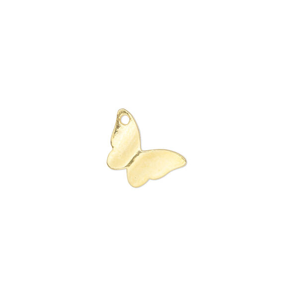 Charm, gold-finished "pewter" (zinc-based alloy), 12x11.5mm single-sided curved butterfly. Sold per pkg of 10. image number 0