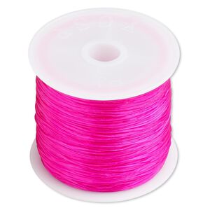 Cord, stretch, elastic floss, pink, 0.5mm diameter, 3-pound test. Sold per 150-foot spool.