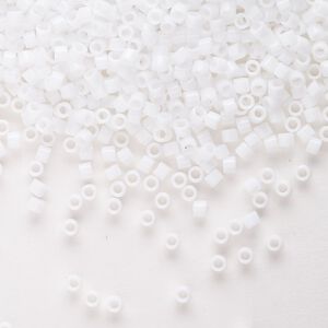 Seed bead, Delica®, glass, pkg/7.5g, #10 round, opaque white (DBM-0200).