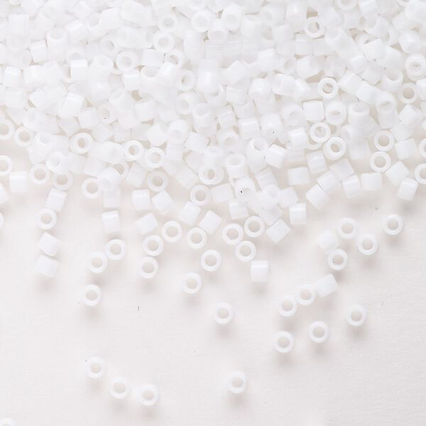 Seed bead, Delica®, glass, pkg/7.5g, #10 round, opaque white (DBM-0200). image number 0