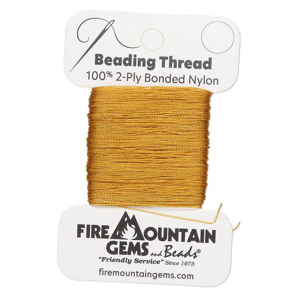 Thread, nylon, gold, size AA. Sold per 50-yard card. image number 0