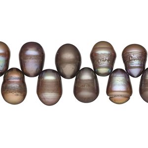 Pearl, cultured freshwater pearl (dyed), antique brass, 10x7mm-11x9mm top-drilled teardrop , D grade, Mohs hardness 2-1/2 to 4. Sold per 15" strand, approximately 75 beads.