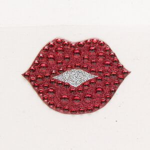 Tech sticker transfer, red and silver, pkg/1, 32x23mm lips.