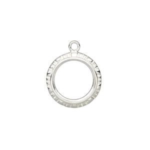 Drop, Almost Instant Jewelry®, sterling silver, 16mm round with open back and textured edge with 12mm rivoli setting. Sold individually.