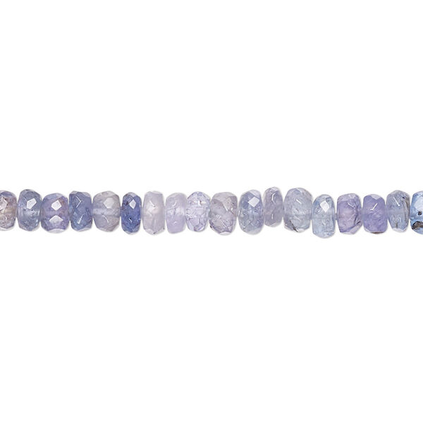 Bead, tanzanite (heated), light to dark, 3x2mm-5x3mm hand-cut faceted rondelle with set pattern and 0.4-1.4mm hole, B- grade, Mohs hardness 6 to 7. Sold per 17-inch strand. image number 0