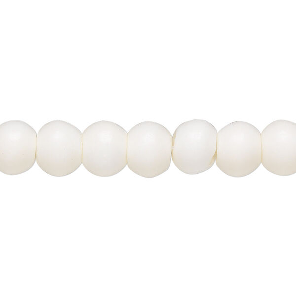 Bead, bone (bleached), white, 8mm round, Mohs hardness 2-1/2. Sold per 15-1/2" to 16" strand. image number 0