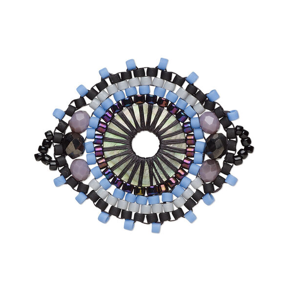 Link, Creative Touch, glass, violet / grey / black, 28x26mm double-sided marquise. Sold individually. image number 0