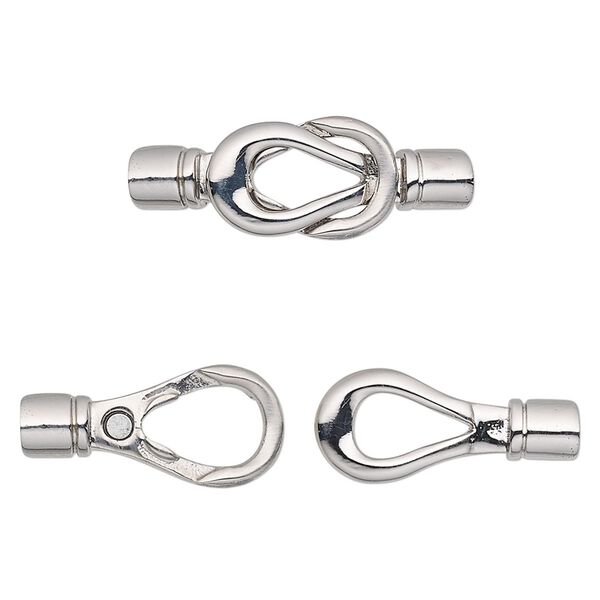 Clasp, magnetic, stainless steel, 27x10mm reef knot with glue-in ends, 3mm inside diameter. Sold individually. image number 0