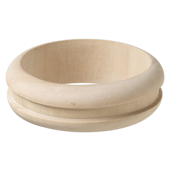 Bracelet, bangle, wood (natural), 25mm wide with 8x3mm channel, 8 inches. Sold individually. image number 0