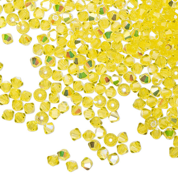 Bead 144pk citrine AB, Preciosa Czech crystal 3mm bicone image number 0