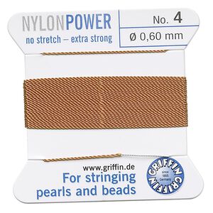 Thread, Griffin, nylon, cornelian, size #4. Sold per 2-meter card (approximately 78 inches).