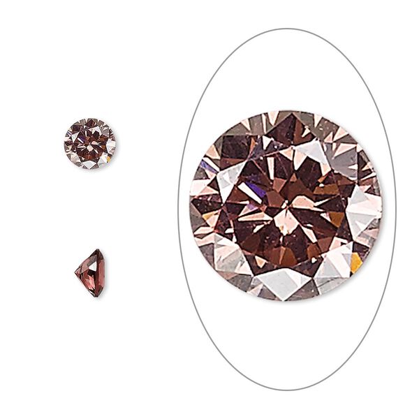Gem, cubic zirconia, alexandrite purple, 5mm faceted round, Mohs hardness 8-1/2. Sold per pkg of 2. image number 0