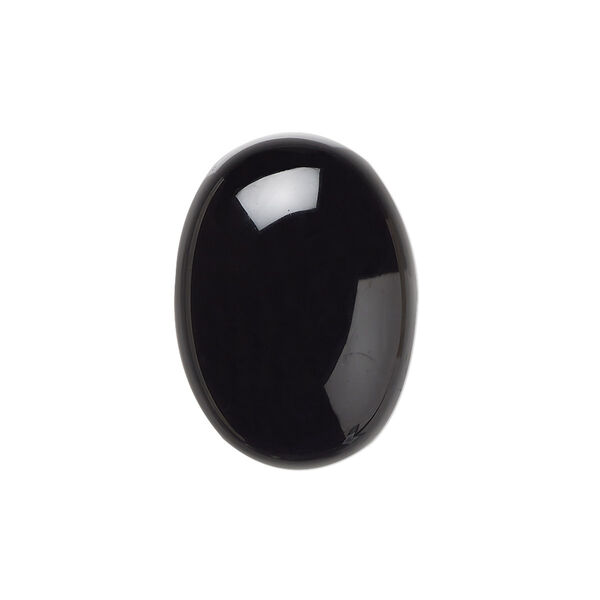 Cabochon, black onyx (dyed), 25x18mm calibrated oval, B grade, Mohs hardness 6-1/2 to 7. Sold per pkg of 2. image number 0